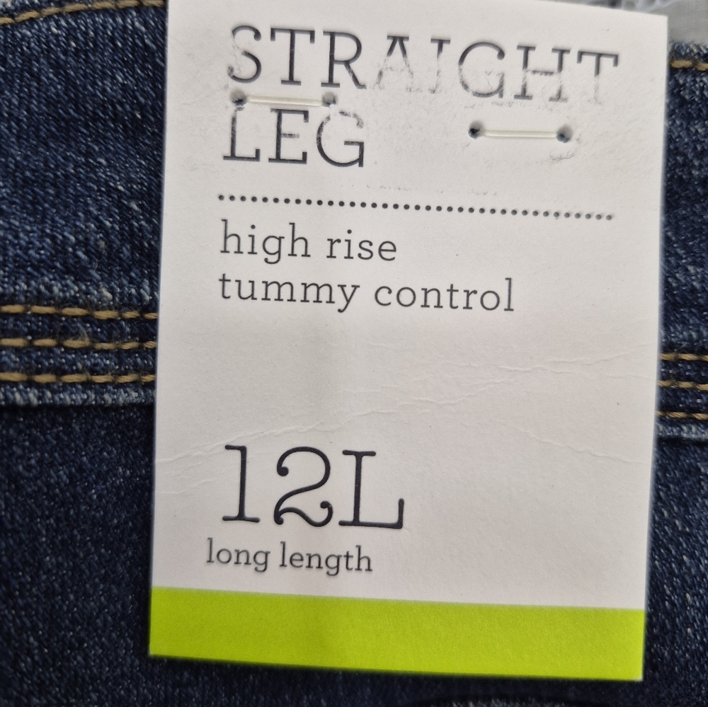 Style & Co Core jeans women's 12 Long dark wash rail straight stretchy high rise - Picture 15 of 16